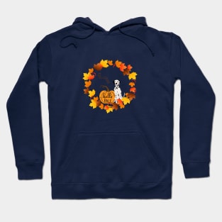 Dalmatian Dog with Autumn Leaf Circle, Pumpkin and Hello Fall Sign Hoodie